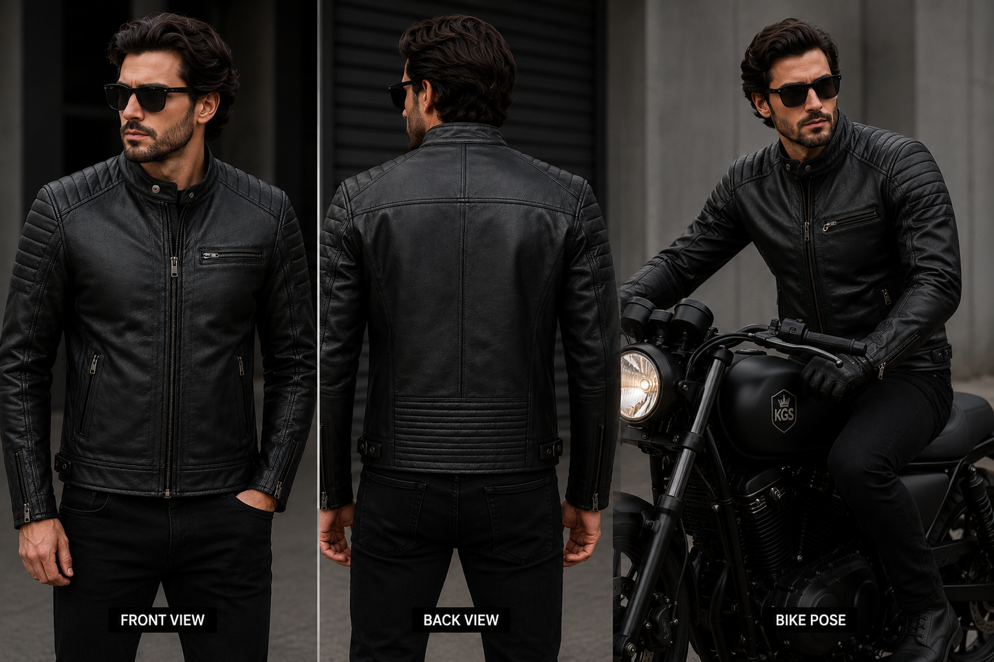 Men's Black Cafe Racer Sheep Leather Jacket – Quilted Motorcycle Style
