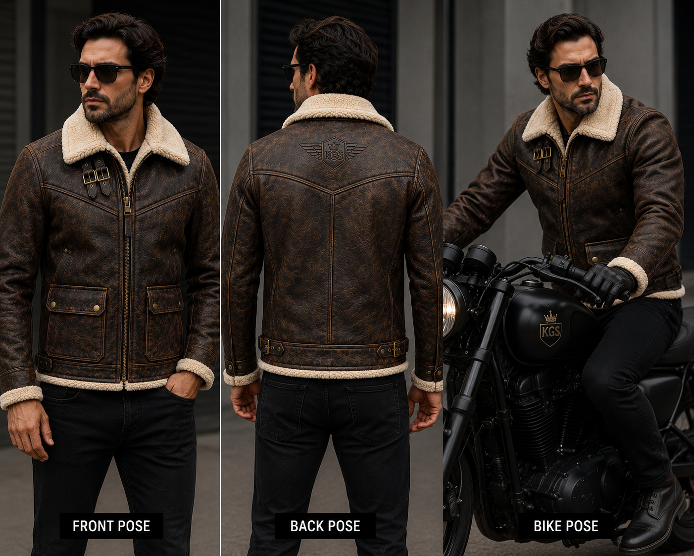 KGS Brown Shearling Aviator Jacket | Premium Genuine Leather Winter Jacket