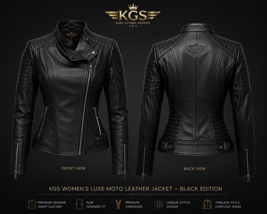 KGS Women's Luxe Moto Leather Jacket – Black Edition