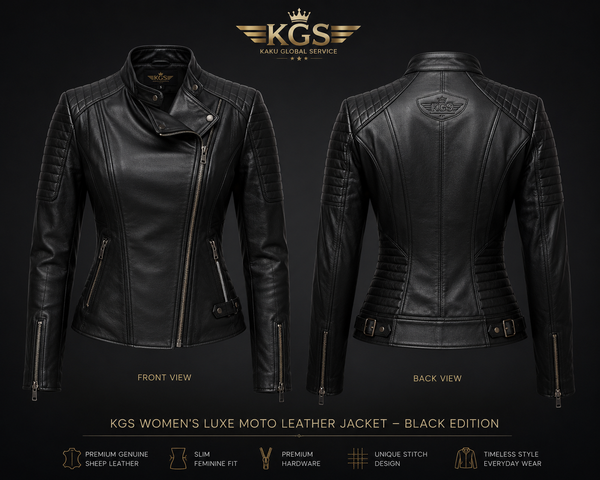 KGS Women's Luxe Moto Leather Jacket – Black Edition