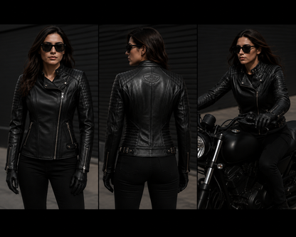 KGS Women's Luxe Moto Leather Jacket – Black Edition