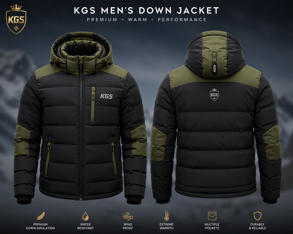 KGS Men's Down Jacket – Black & Olive Edition