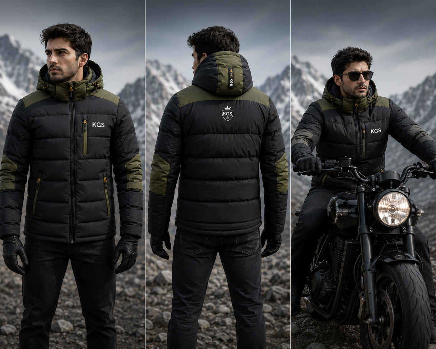 KGS Men's Down Jacket – Black & Olive Edition