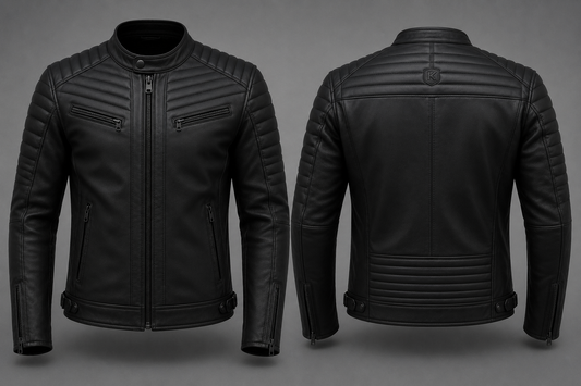 Matte Black Quilted Racer Jacket | Premium Cowhide Leather Motorcycle Jacket