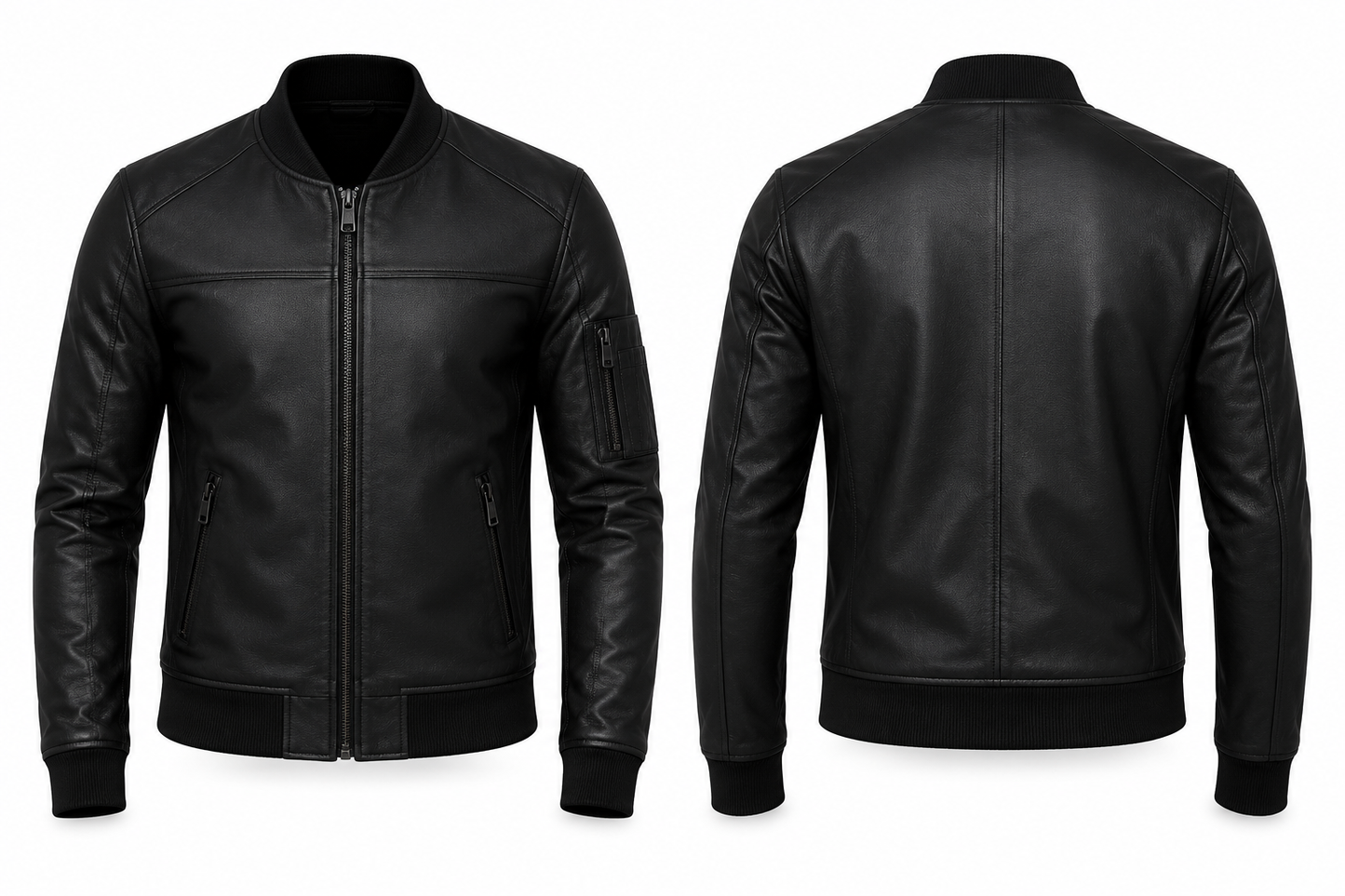 Urban Shadow Black Bomber Jacket – Genuine Sheep Leather Men's Bomber Jacket
