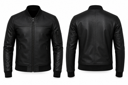 Urban Shadow Black Bomber Jacket – Genuine Sheep Leather Men's Bomber Jacket