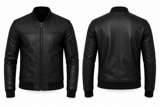 Urban Shadow Black Bomber Jacket – Genuine Sheep Leather Men's Bomber Jacket