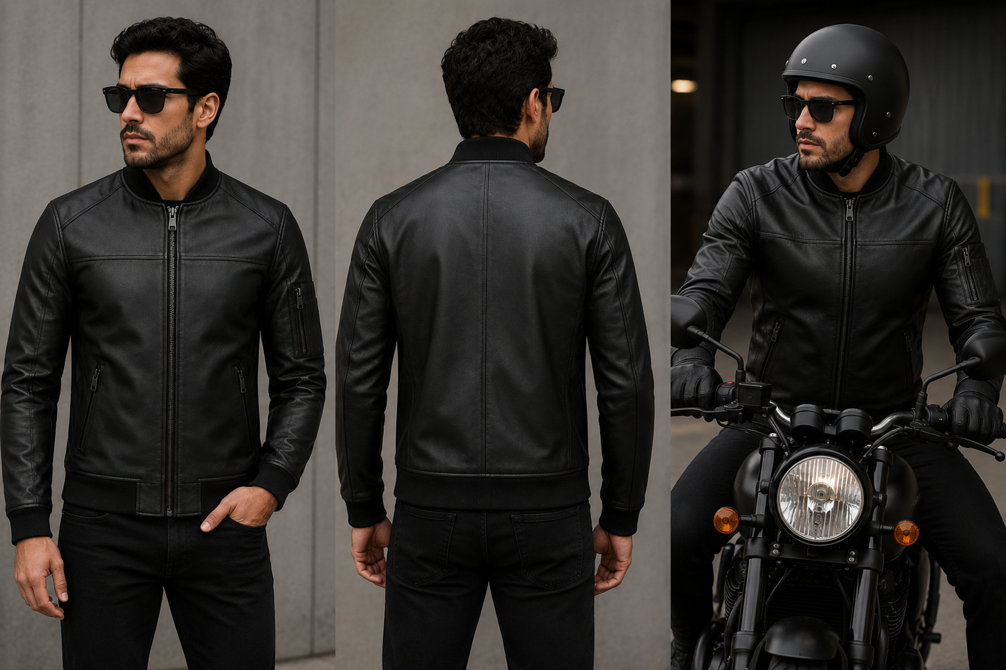 Urban Shadow Black Bomber Jacket – Genuine Sheep Leather Men's Bomber Jacket