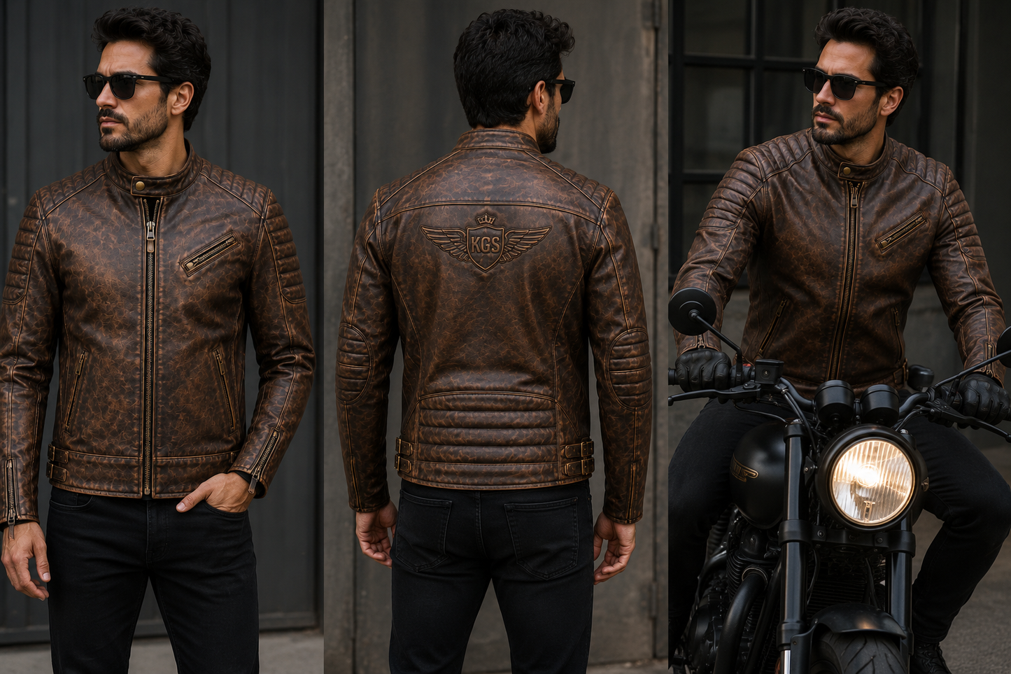 Vintage Roadster Biker Jacket – Genuine Sheep Leather Vintage Motorcycle Jacket