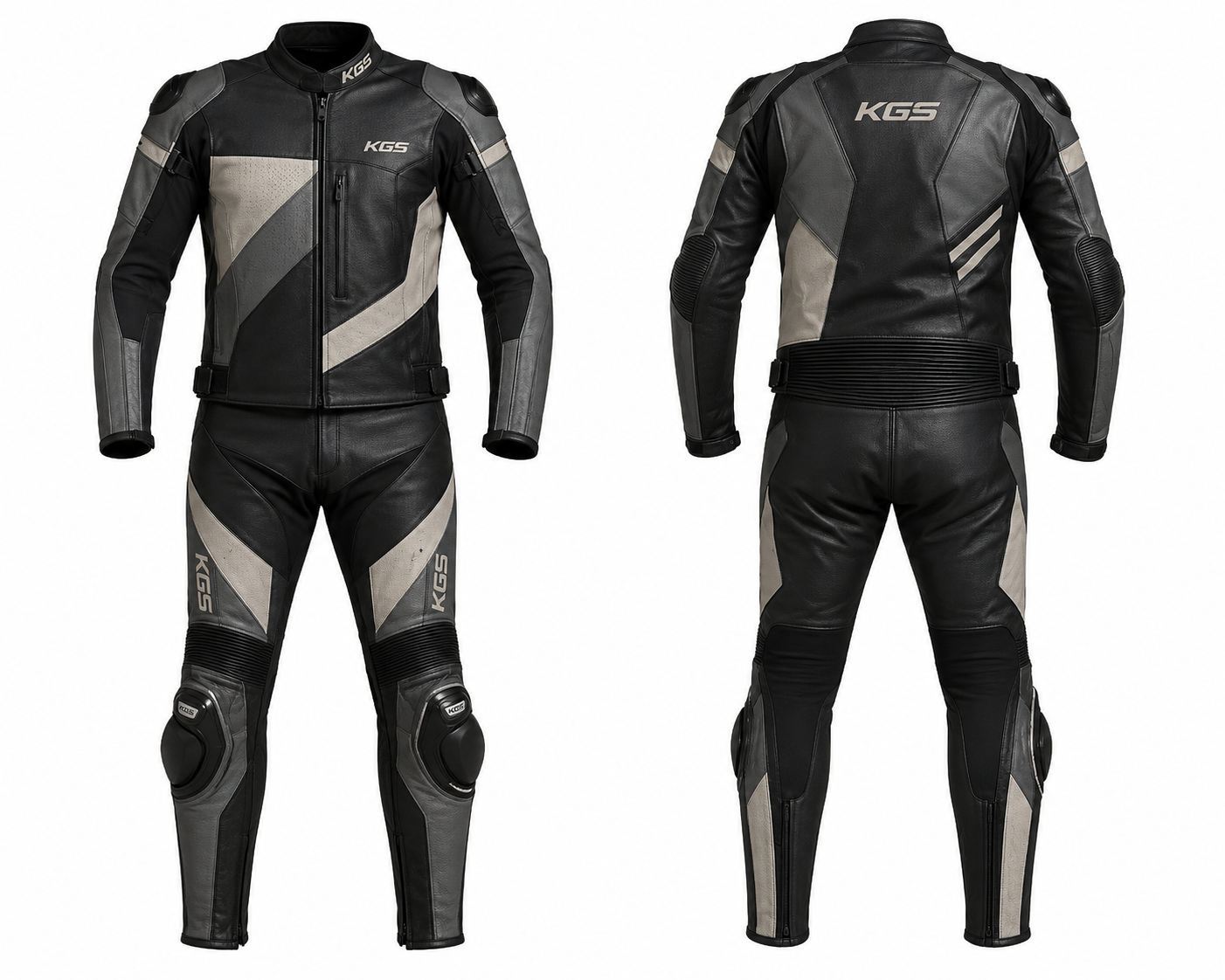 KGS TrailMaster-X Leather Adventure Suit – Black / Grey Edition