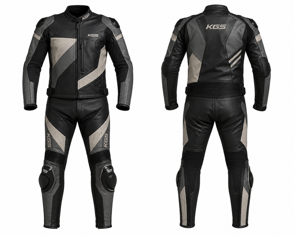 KGS TrailMaster-X Leather Adventure Suit – Black / Grey Edition