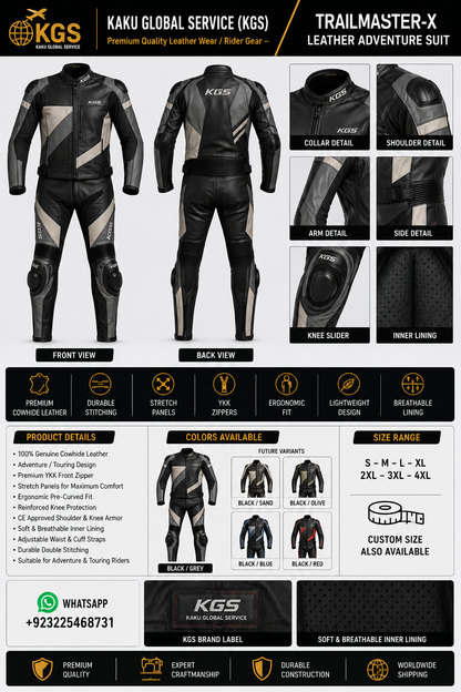 KGS TrailMaster-X Leather Adventure Suit – Black / Grey Edition