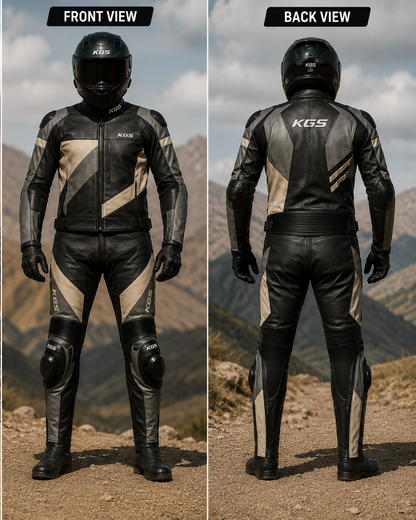 KGS TrailMaster-X Leather Adventure Suit – Black / Grey Edition
