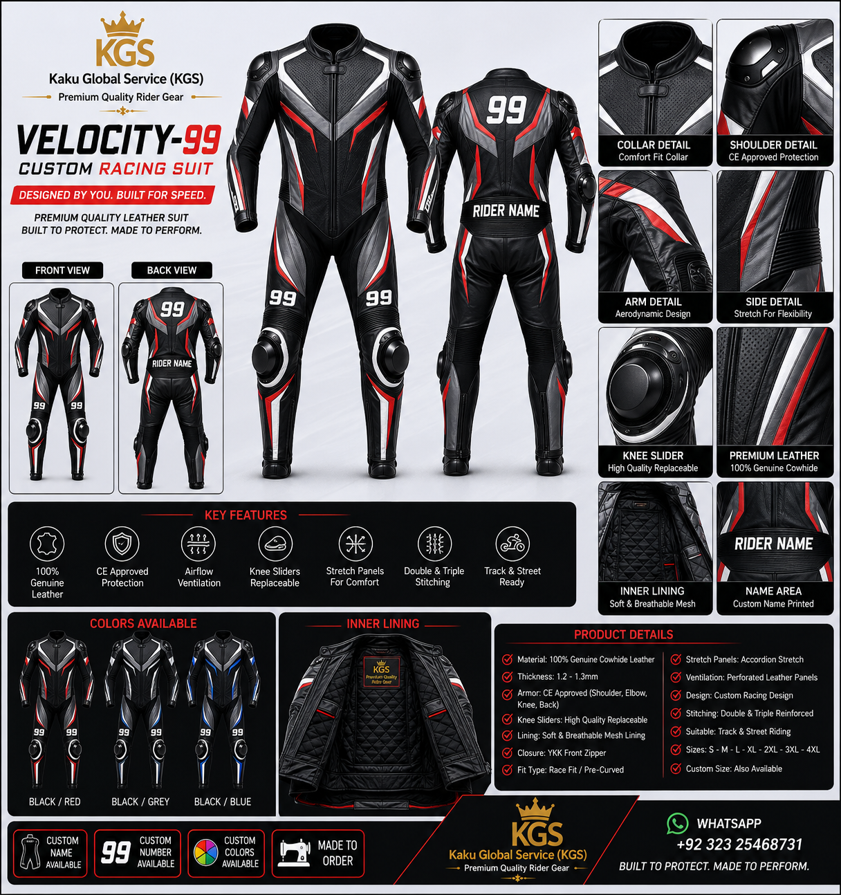 KGS Custom Racing Suit – Black / Red Edition