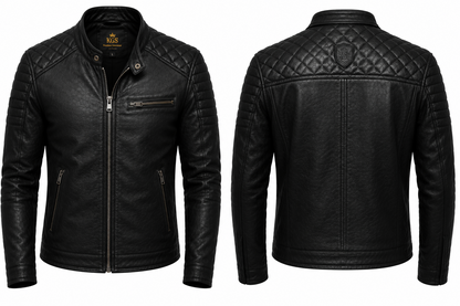 KGS Quilted Shoulder Biker Jacket | Premium Genuine Leather Motorcycle Jacket