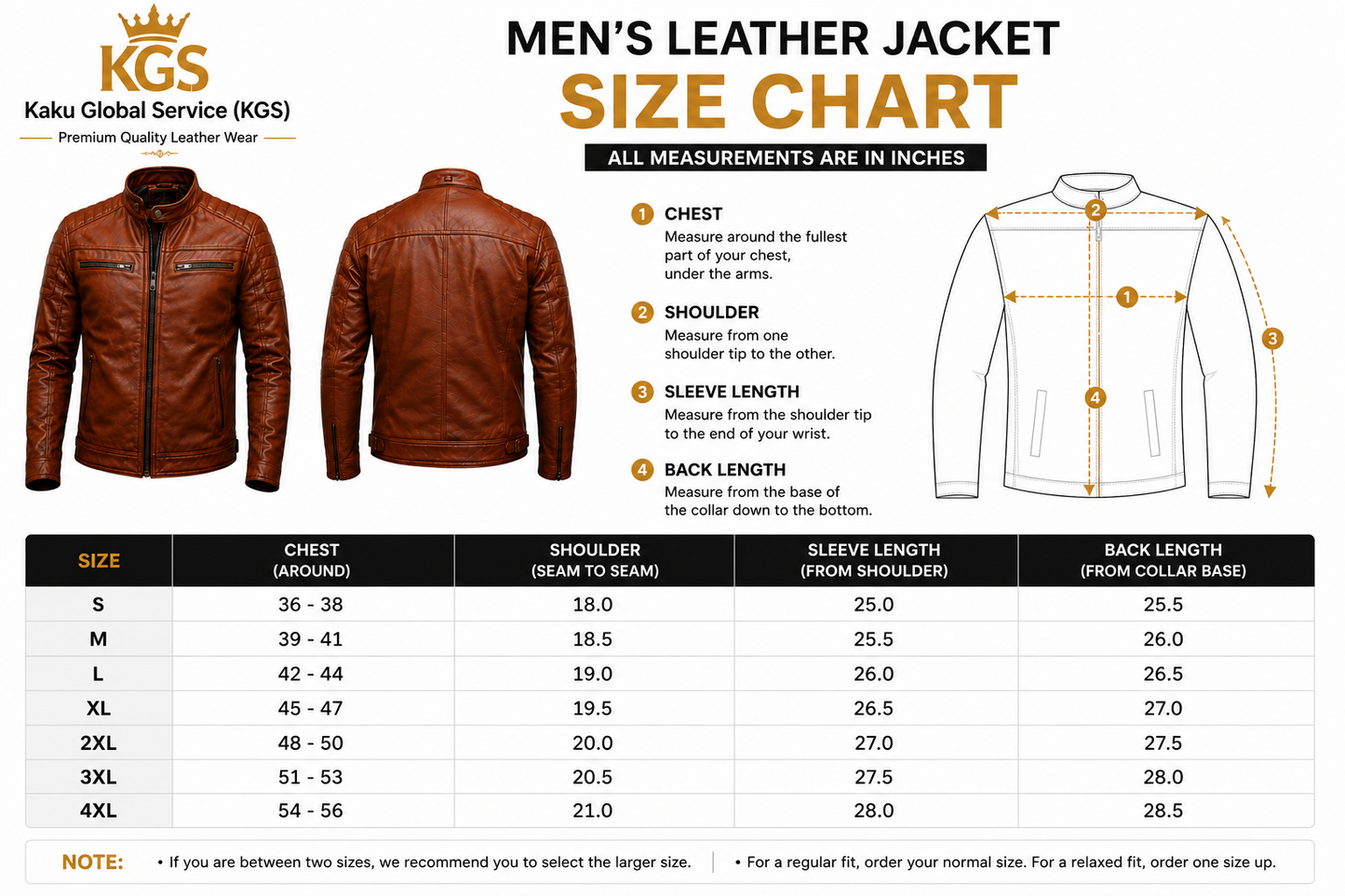 Men's Premium Cognac Brown Leather Biker Jacket
