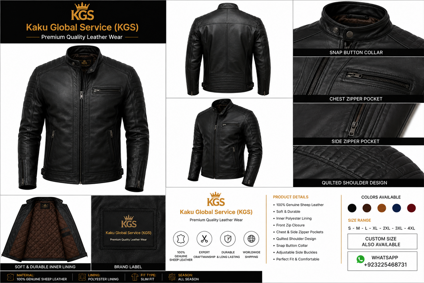 Men's Black Cafe Racer Sheep Leather Jacket – Quilted Motorcycle Style