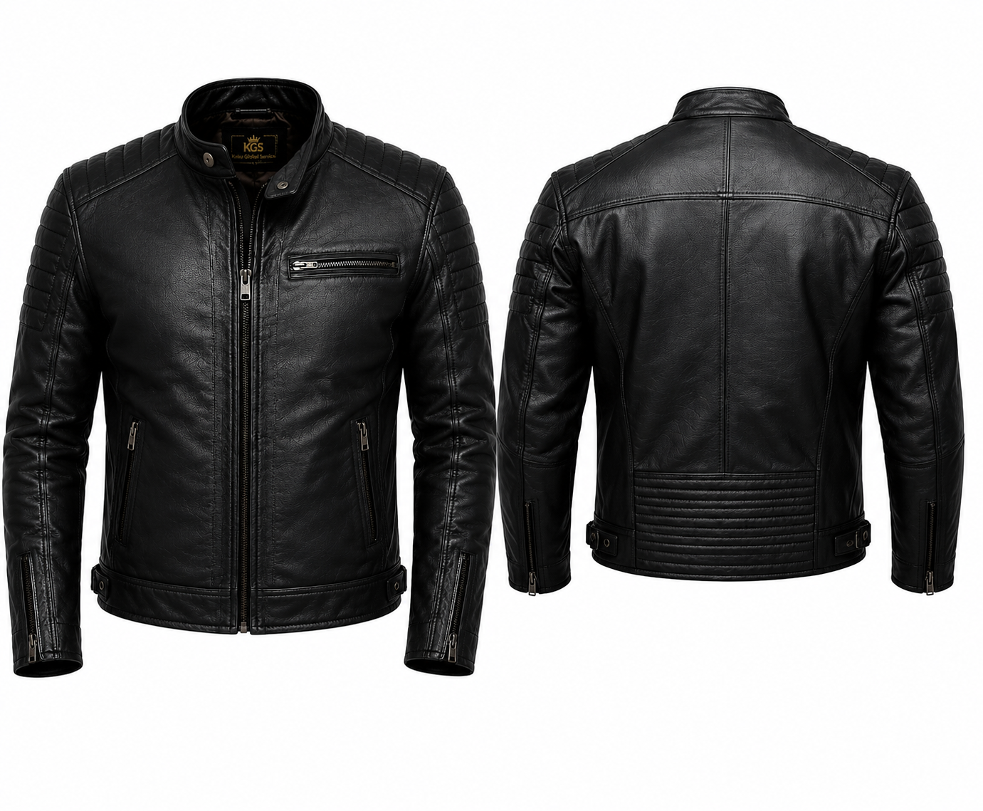 Men's Black Cafe Racer Sheep Leather Jacket – Quilted Motorcycle Style