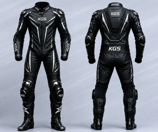 KGS Phantom-X Black Racing Suit | Premium One Piece Motorcycle Racing Gear