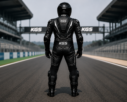 KGS Phantom-X Black Racing Suit | Premium One Piece Motorcycle Racing Gear