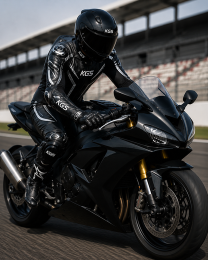 KGS Phantom-X Black Racing Suit | Premium One Piece Motorcycle Racing Gear