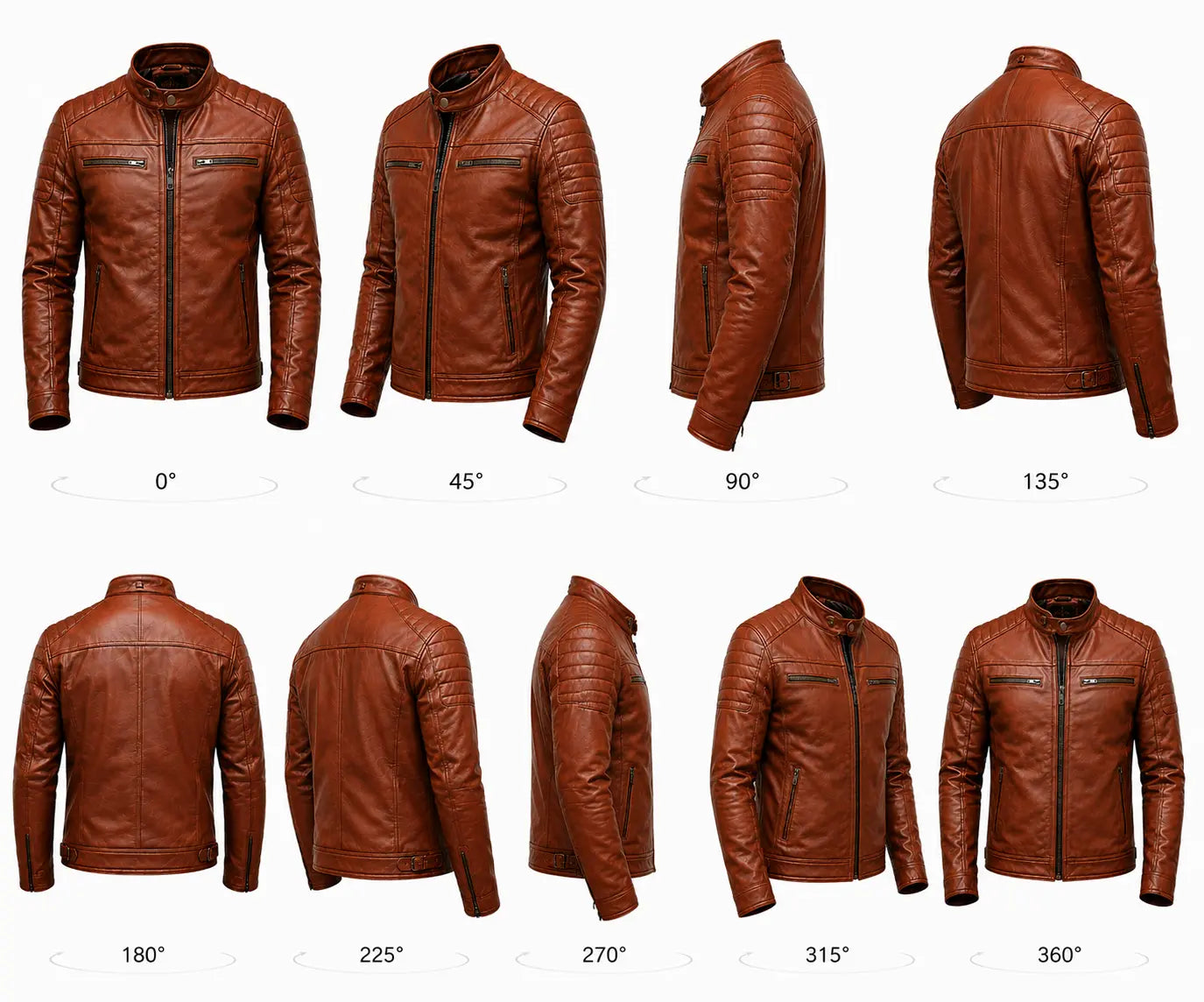 Mens Cognac Brown Jacket Premium Leather Biker Jacket KGS