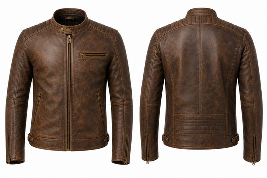 Men's Vintage Brown Leather Jacket | Genuine Sheep Leather Motorcycle Jacket | KGS